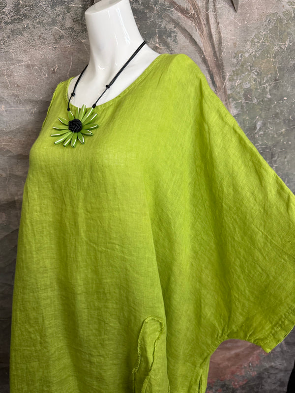 91624 Solid Patch Tunic Shirt-Kiwi