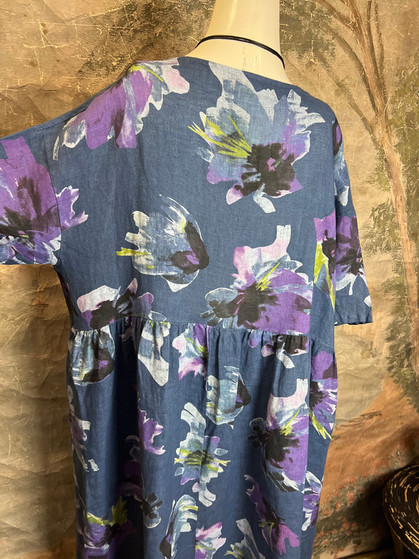 91877-52 Artful Bloom Dress-Blue