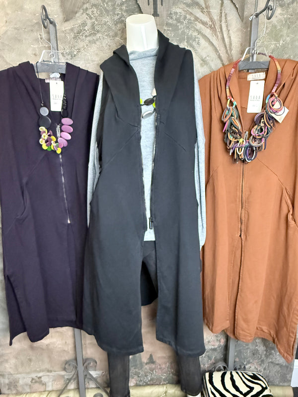 2626AU Zip Hoodie Vest-Black