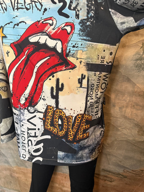 0A Leopard Mix Rock & Roll Graffiti Blazer