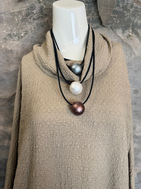 T1076 Waffle Knit Pullover-Mocha