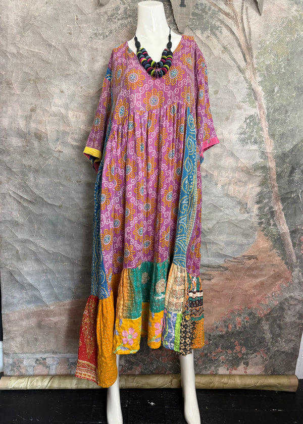1027w Kantha Arts Tiered Dress-Mix 6