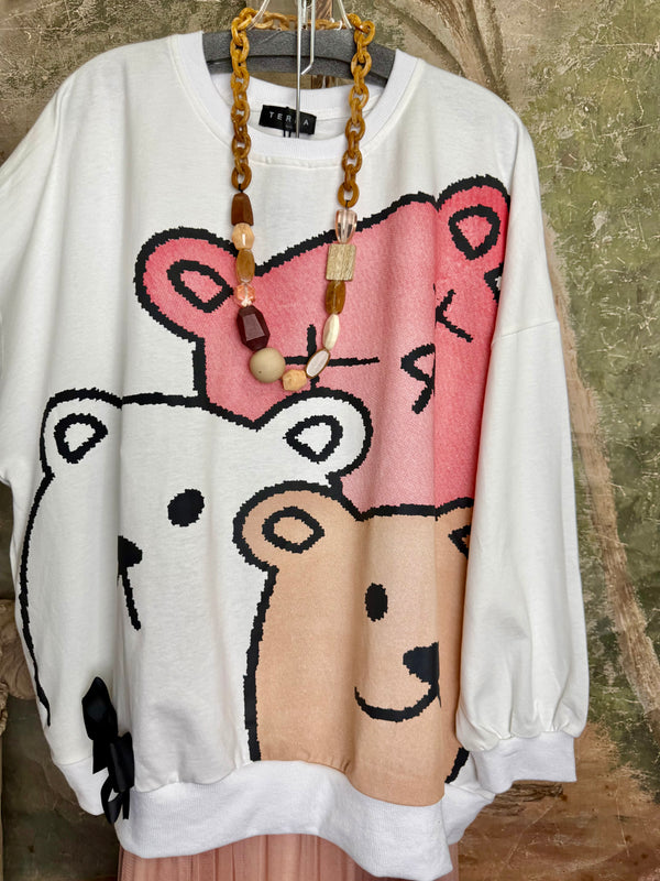 TF-5737 Teddy Gals W/Bow Sweatshirt Tee