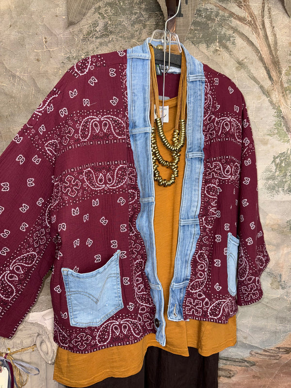 5755 Bandana Short Kimono-Wine