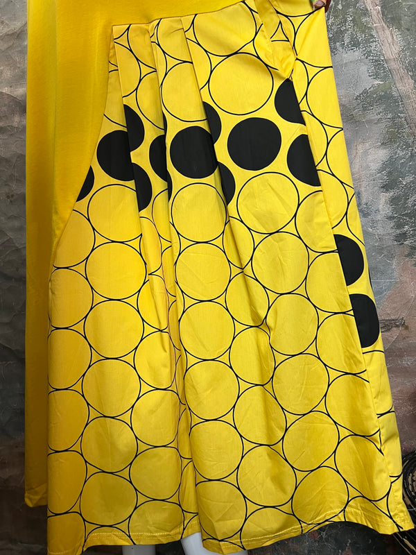 0662 VC Polka Dot Dress-Black/Yellow