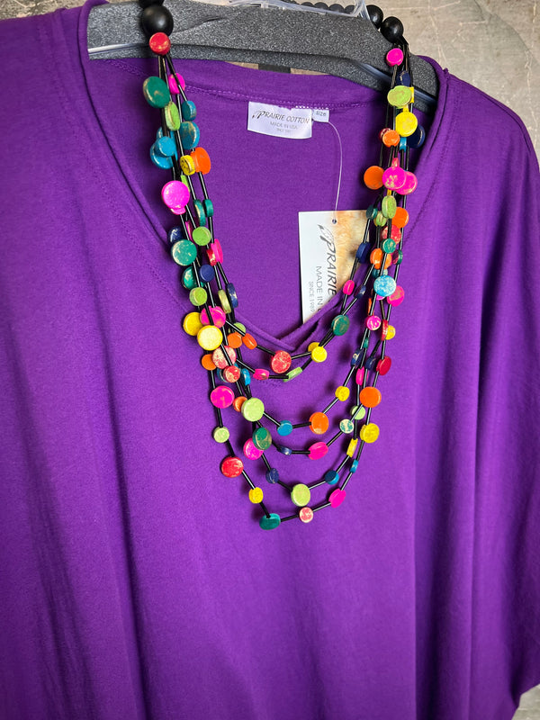 8715 Solid V-Elbow Tunic Tshirt-Violet