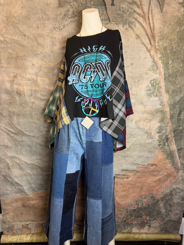 5576 Flannel Band Tee Topper-C