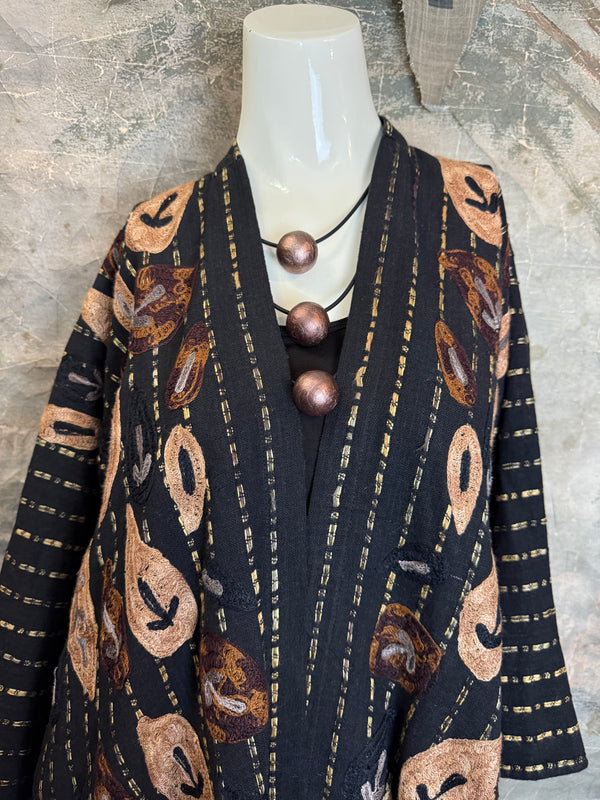 ANU 19828 Embroidered Duster JKT-Fudge