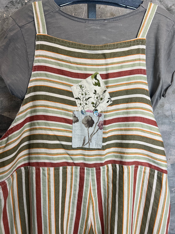 5561 OOAK Patch Linen Overalls-The Mabel
