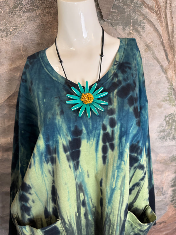 DD1807 Thea L/Slv Top-Teal
