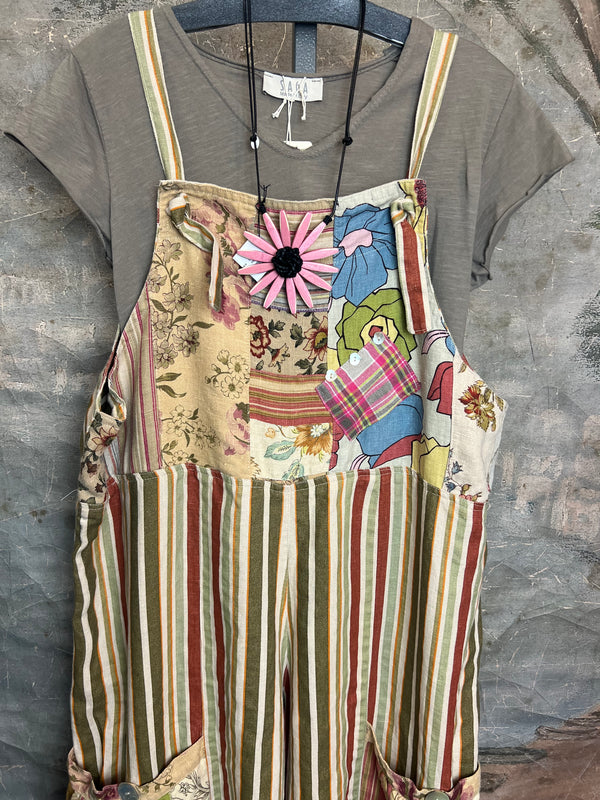 5561 OOAK Patch Linen Overalls-The Mabel