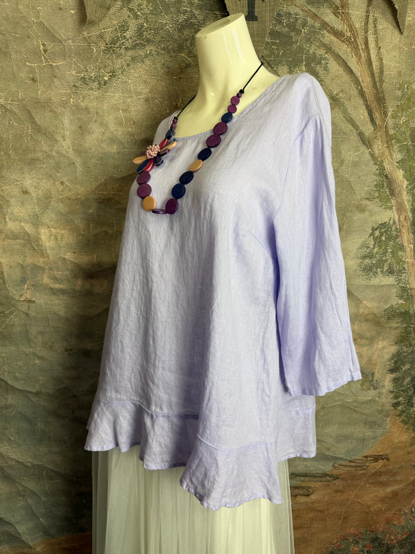 MP-HLT561 Ruffle Hem Top-Purple Heather