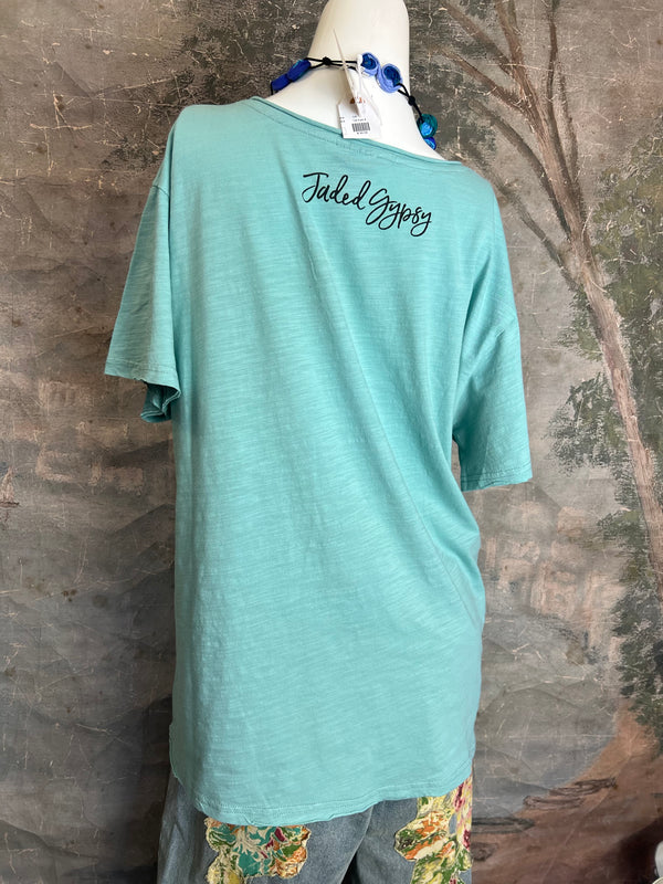 JG- Moon Dance V-Neck Tee-Ocean