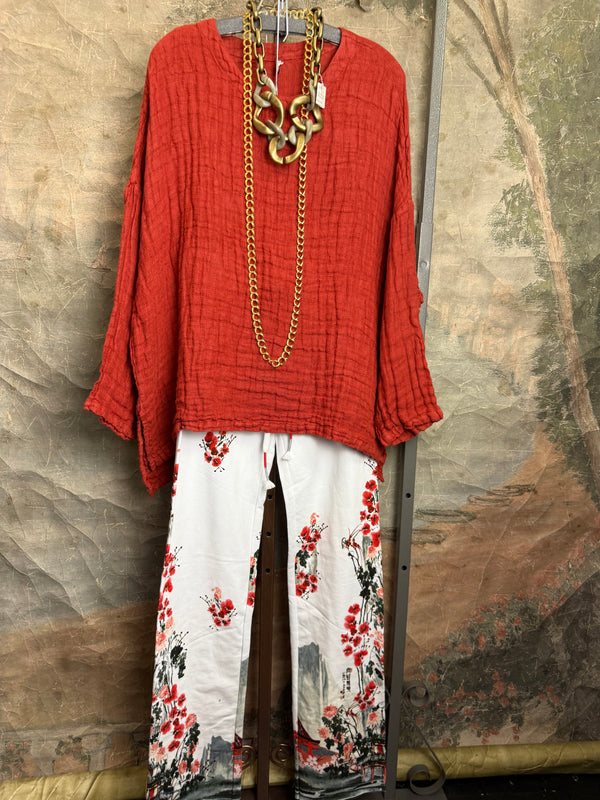 PW8815 We The Free Pucker Tunic-Brick Red