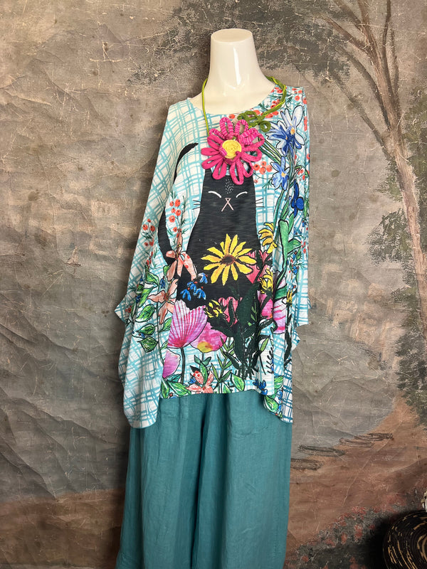 T1369K White Knit Whimsy Top-Misty Bloom