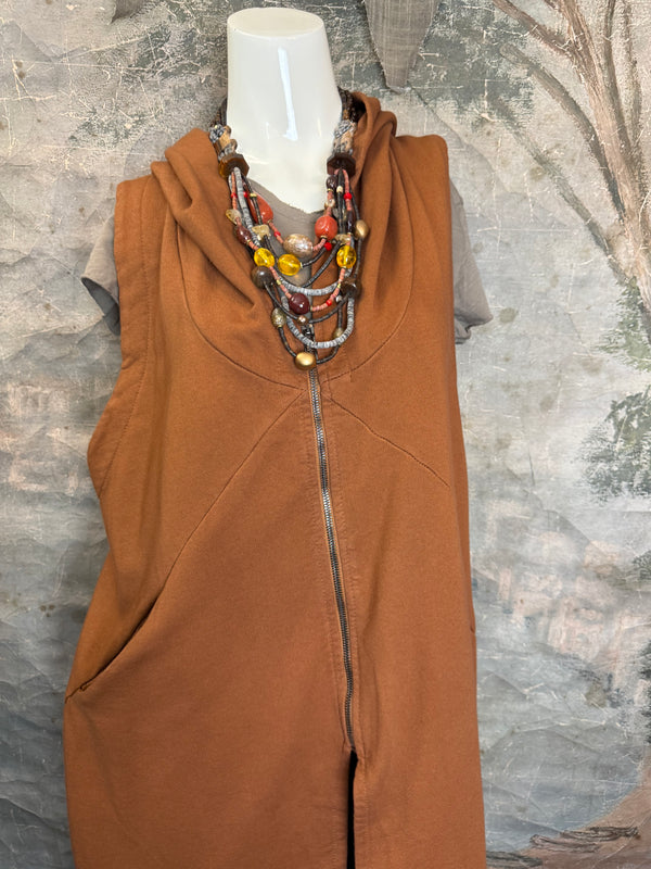 2626AU Zip Hoodie Vest-Ginger