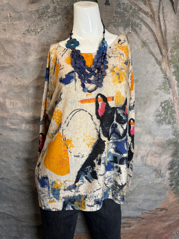 25704 Icon Print Sweater-Frenchy