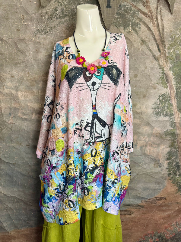 T1196 Vneck Dolman High-low Top-Piper