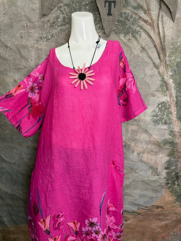 90847G Garden Tea Party Dress-Fuchsia