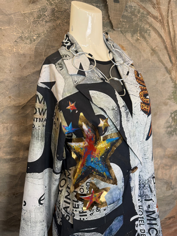 0A Leopard Mix Rock & Roll Graffiti Blazer