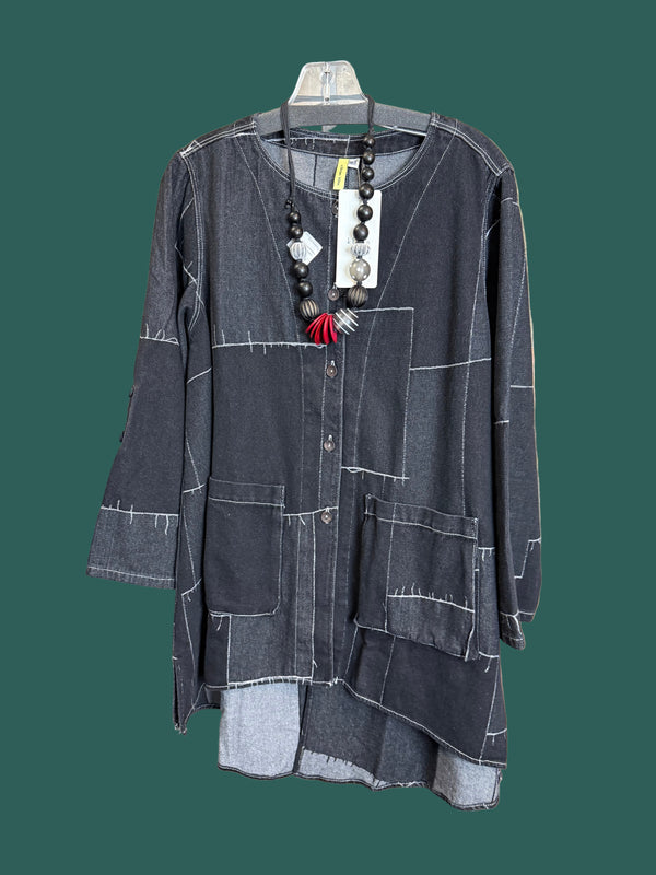 20126N17 Lg/Slv Slit Back Shirt-Dark Grey