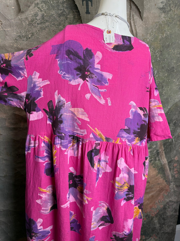 91877-52 Artful Bloom Dress-Fuchsia