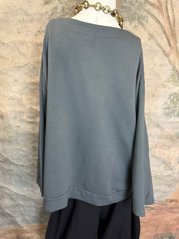 92052 Vintage Pullov Sweatshirt Top-Charcoal