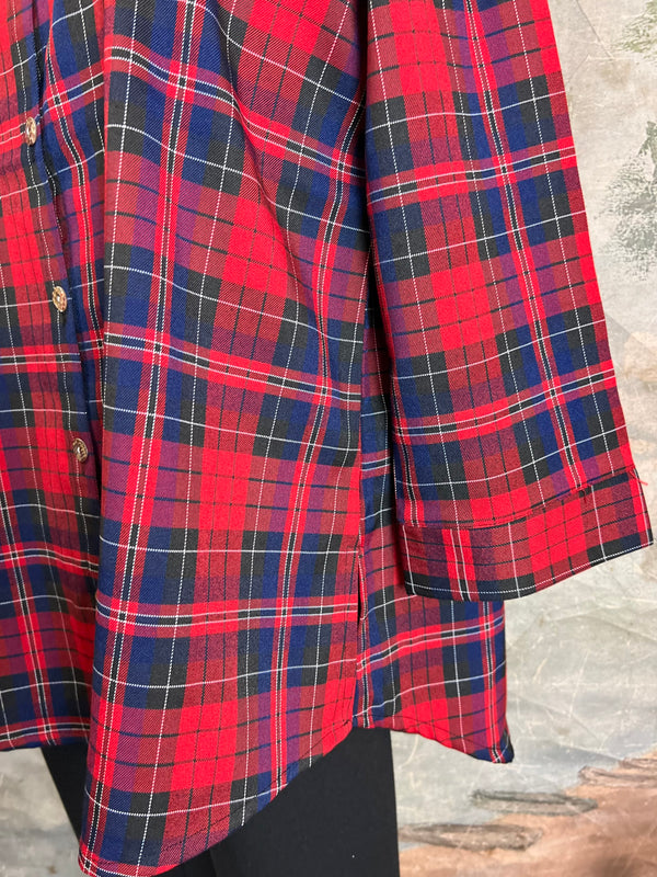 PL88-739 Mad For Plaid BF Shirt-Red