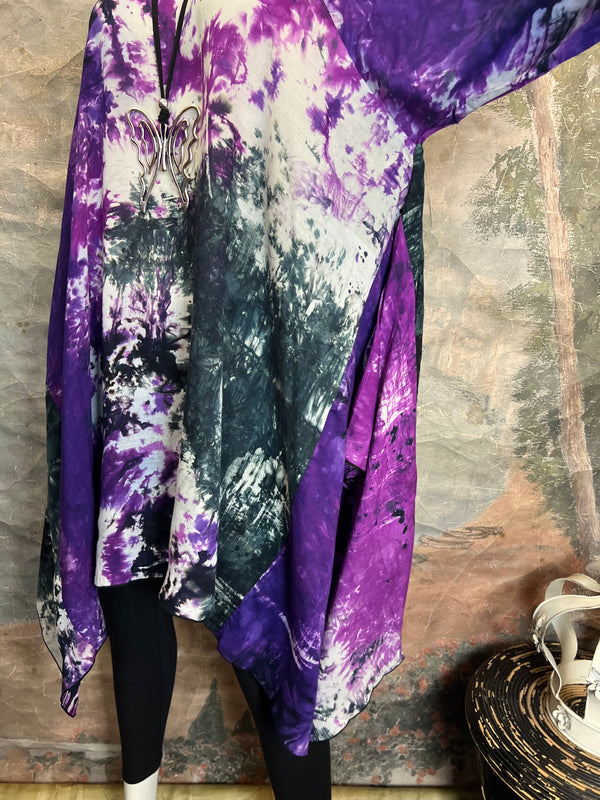 7063V Block Dyed Justly Top-Violet MIX