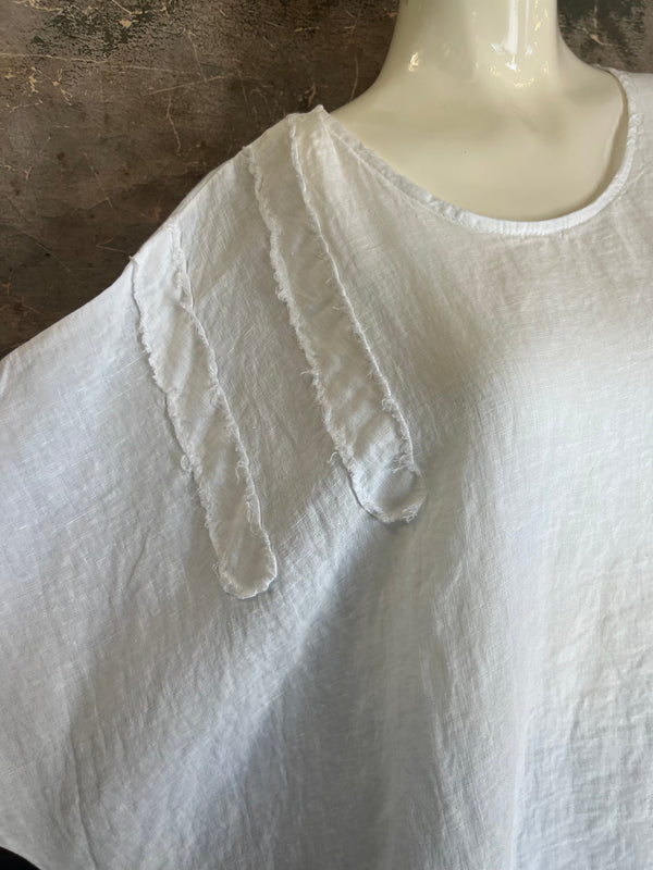 91624 Solid Patch Tunic Shirt-White