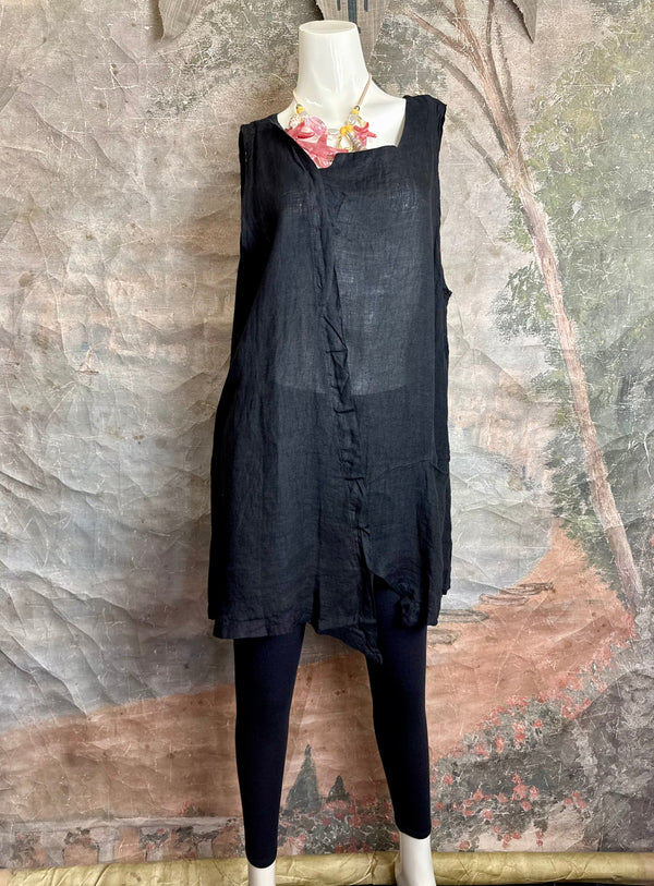 91755 Uneven Tank Top-Black