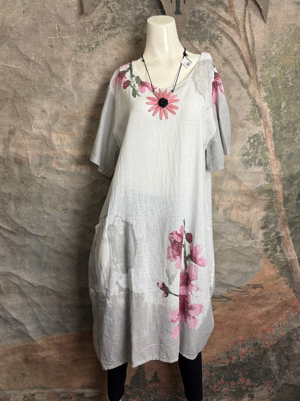 90847B Painters Garden Dress-White