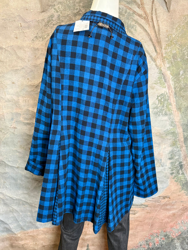 2500-2079 Plaid Placket Shirt-North Sea Blue
