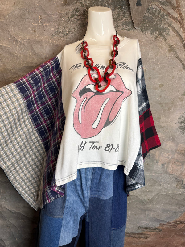 5576 Flannel Band Tee Topper-B