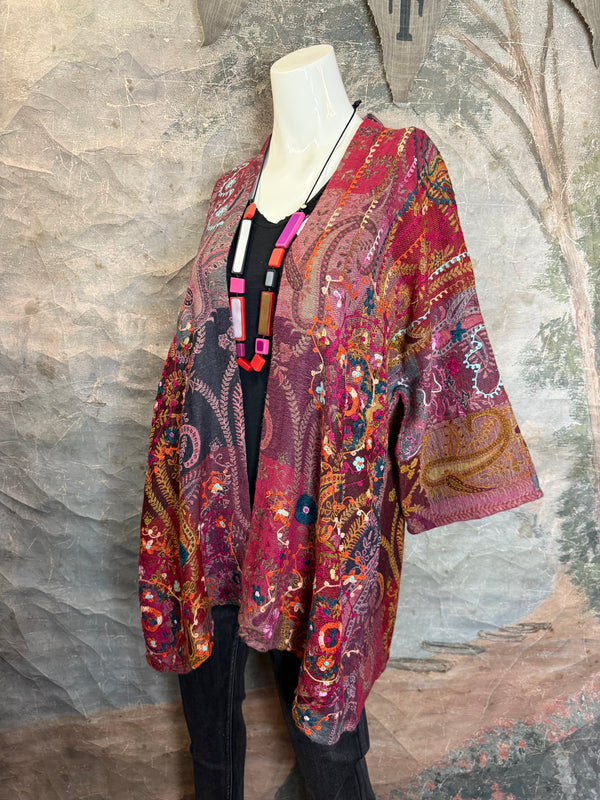 ANU 19828 Embroidered Duster JKT-Macroon