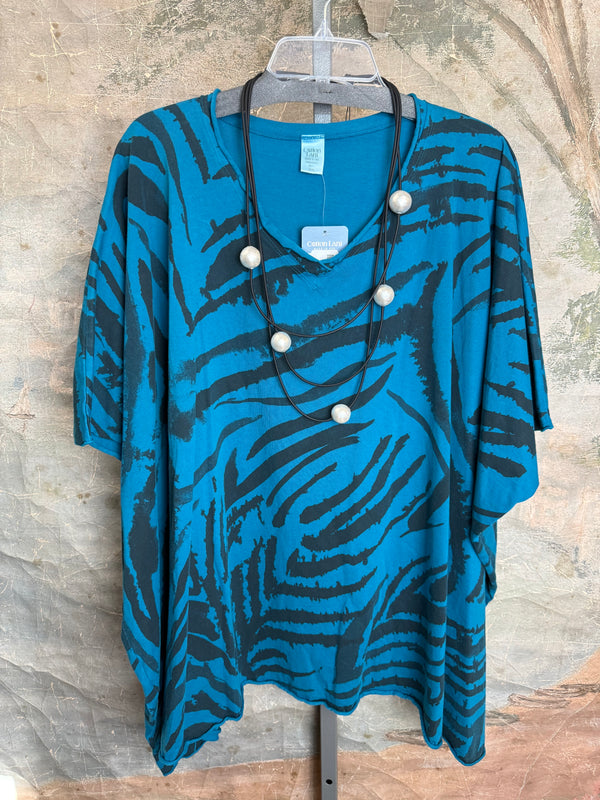 715CL-Zebra Oversized Tunic Tee-TEAL