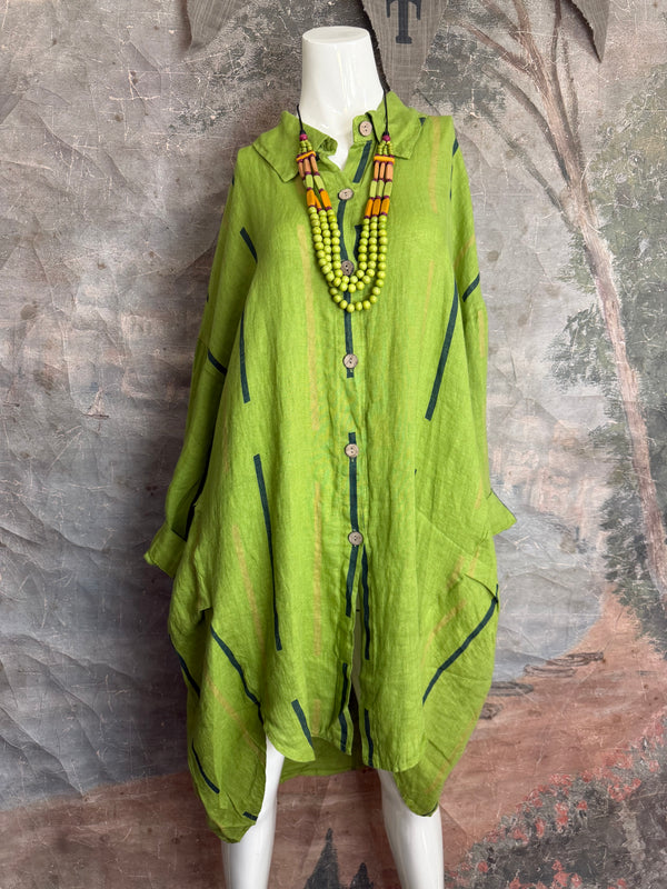 91750S Stripe Big Shirt-KIWI