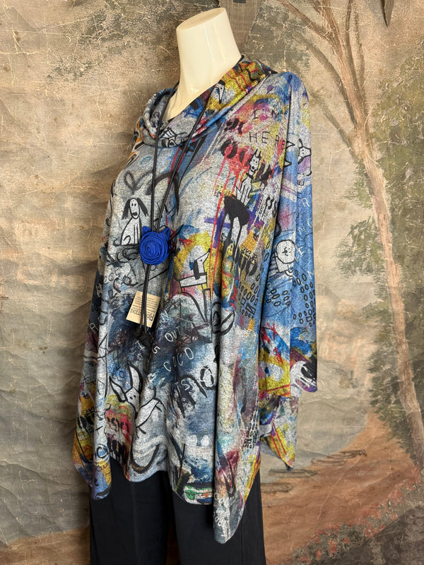 T134T Cowlneck Poncho Top-Coco