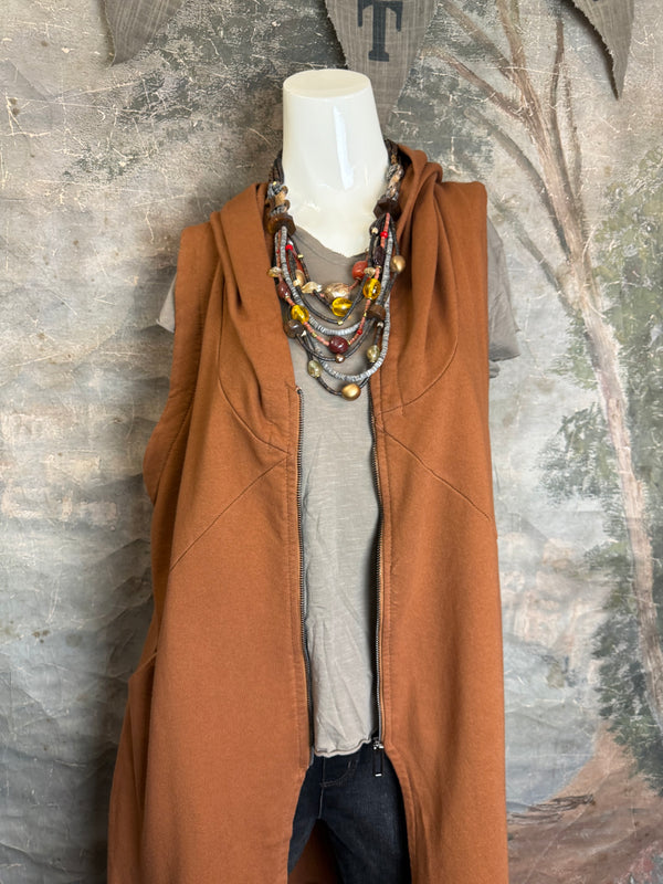 2626AU Zip Hoodie Vest-Ginger