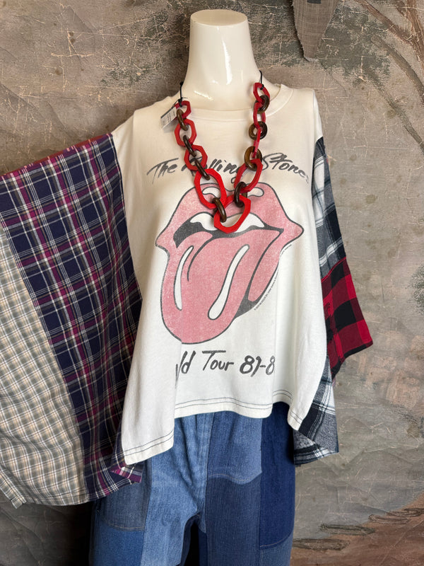5576 Flannel Band Tee Topper-B