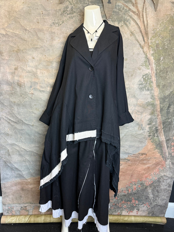 32302 Med to Long Blazer Jkt W/Trim-Black