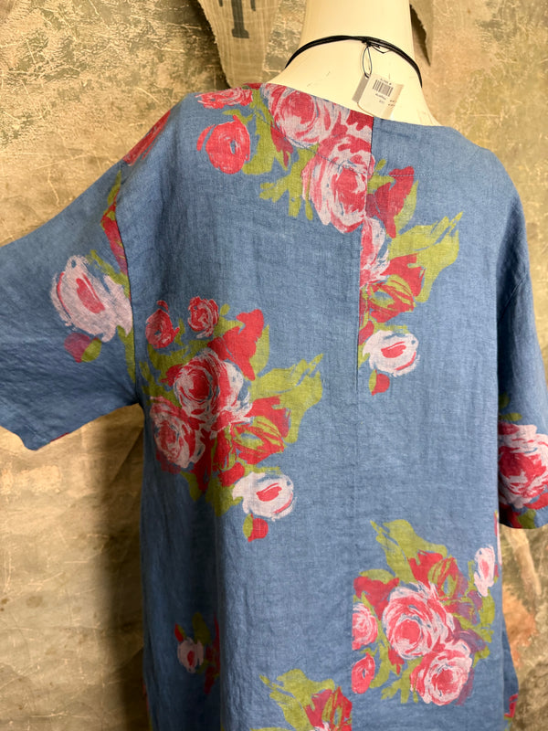 90645-62 Rose Pocket Tunic-Blue