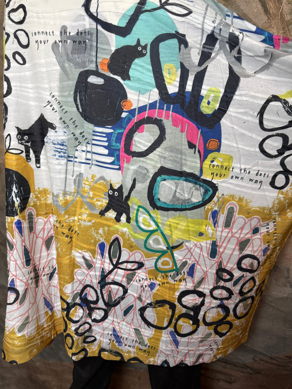 T1514 Long Slv Dolman Top/Tunic-Curious Kitty