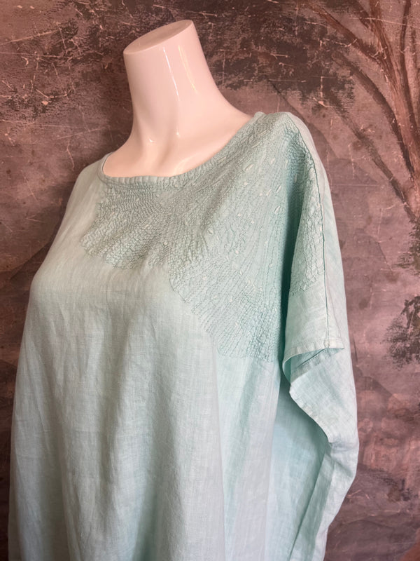 DDY670 Embroidered Boxy Dress-Jade