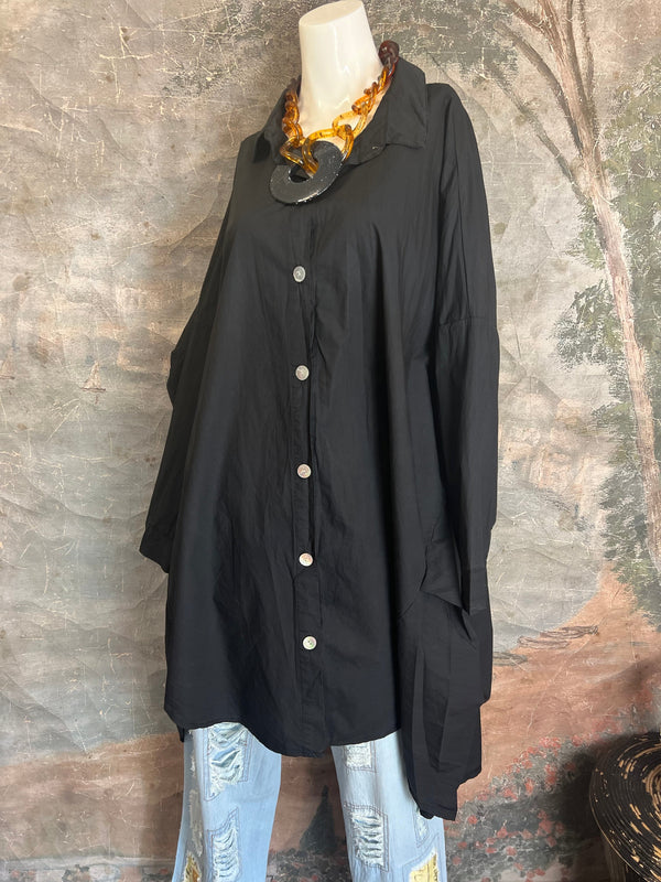 91750 Oversized Shirt Jacket-Black