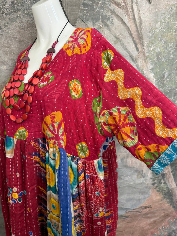 1027w Kantha Arts Tiered Dress-Mix 10