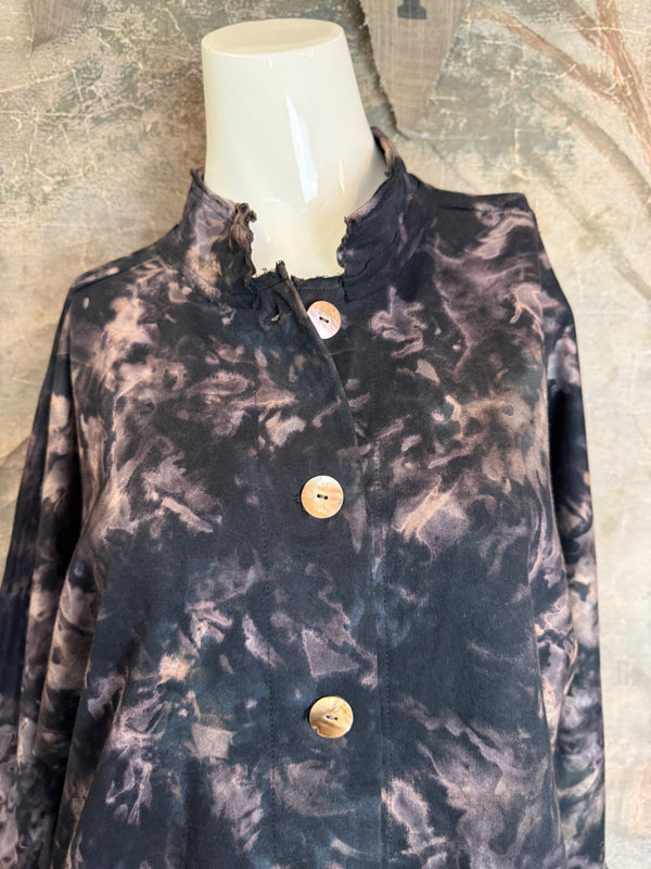 AS5801T Cardi Dyed Jacket-Black Smoke