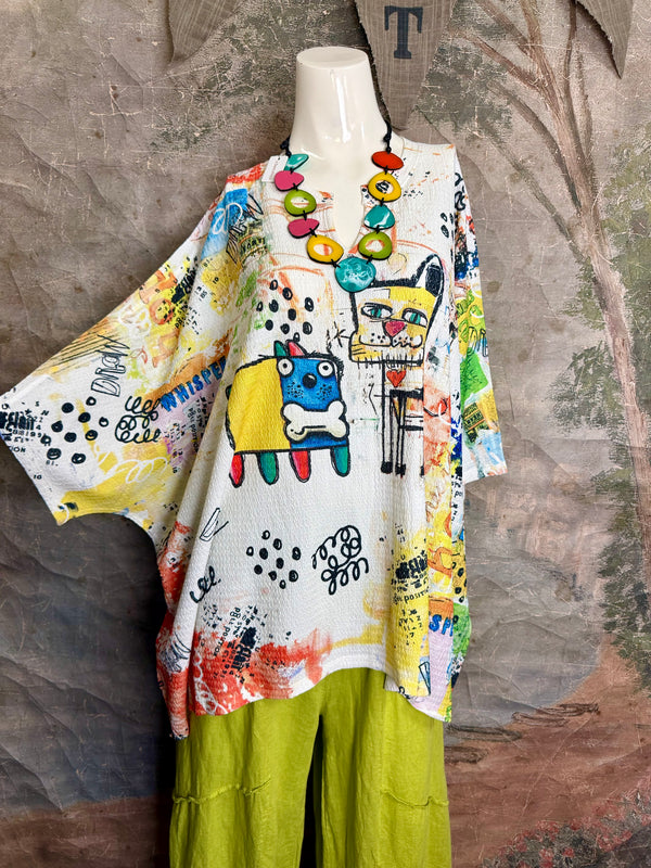 T1029YO Vneck Pullover Top-Bones & Hearty