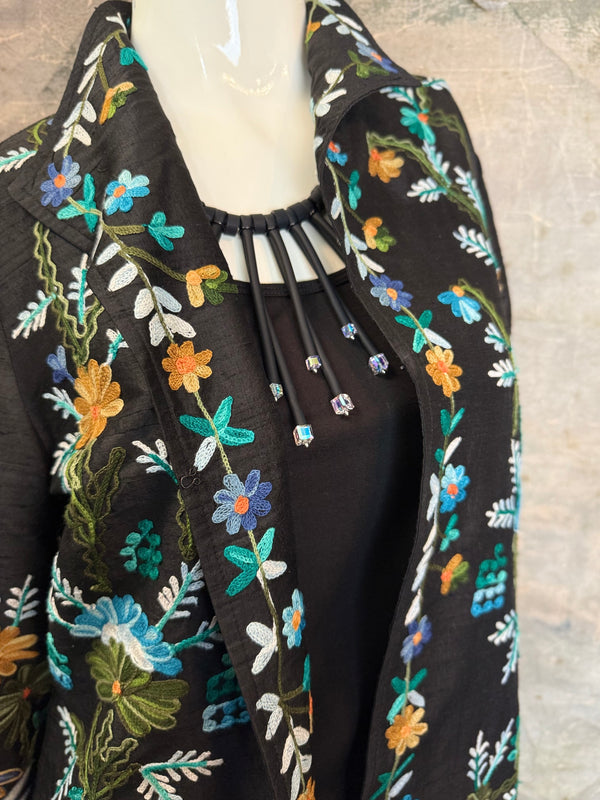 ANU 19969 Silk Embroidered Jacket-Lapis
