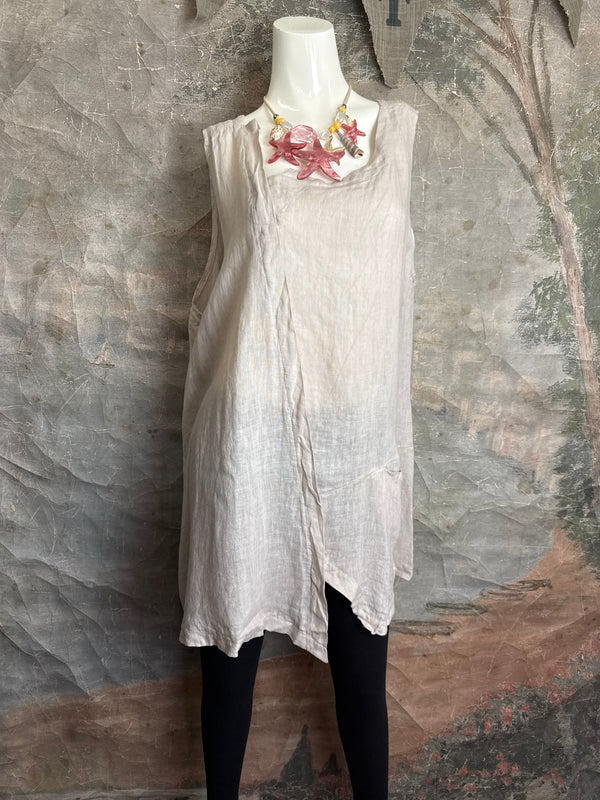91755 Uneven Tank Top-Beige